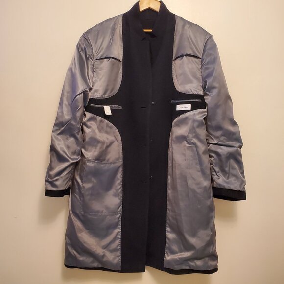 Calvin Klein Men’s Plaza Wool-Cashmere Blend Overcoat Trench Coat Black - 44L - Picture 6 of 12